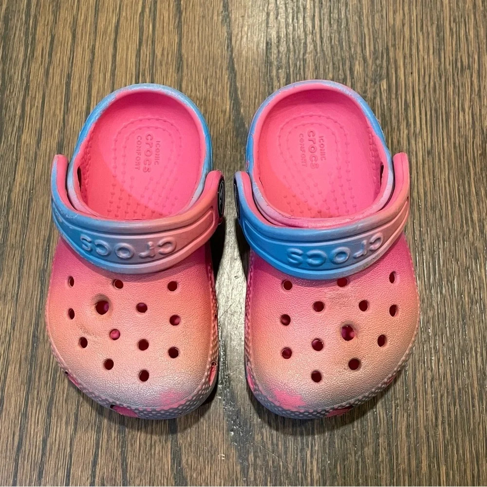 Classic Color Dip Clog Toddlers in Hyper Pink/Multi size 4